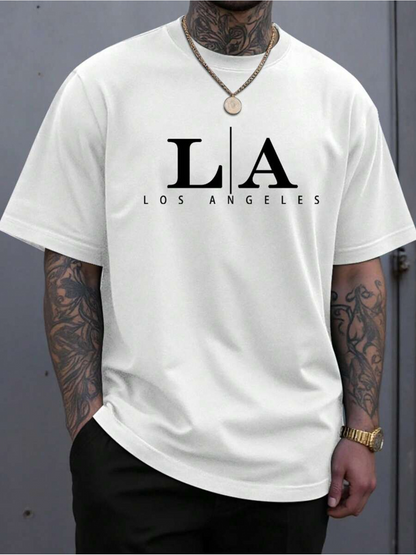 Men's Graphic T-Shirt LA Bold Letters With Modern Minimalist Block Typeface