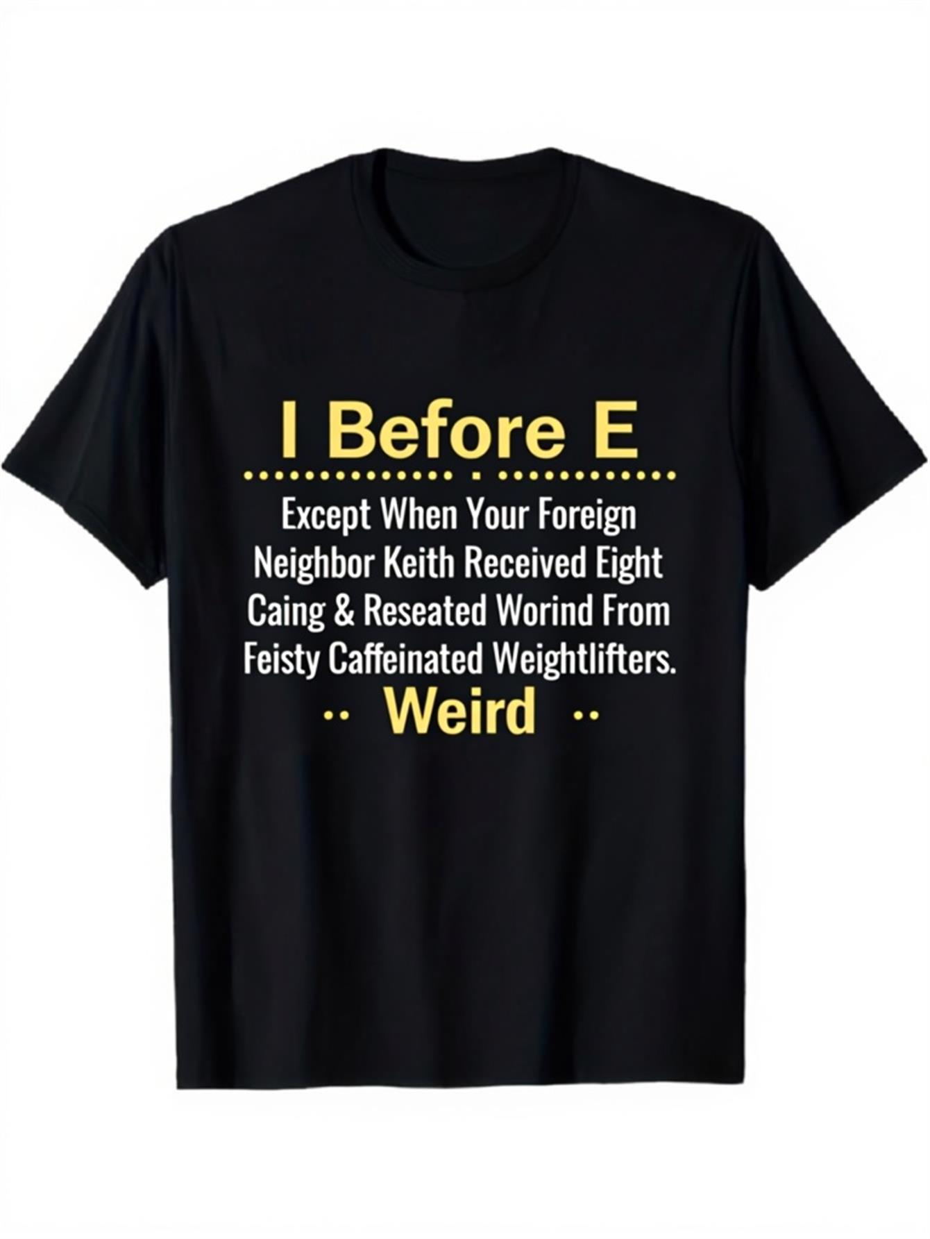 Men's Graphic T-Shirt I Before E Weird Grammar Rule Text Statement T Shirt