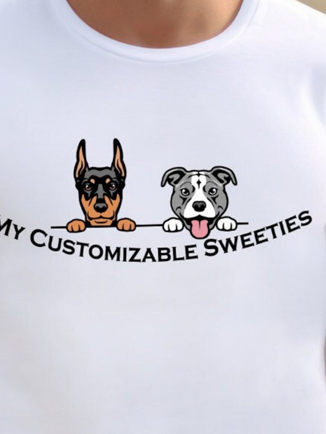 Men's Graphic T-Shirt My Customizable Sweeties With Playful Cartoon Dog Faces Drawing