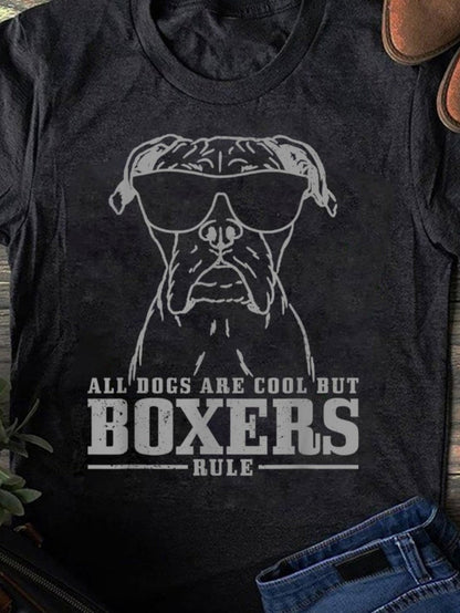 Men's Graphic T-Shirt All Dogs Are Cool But Boxers Rule Dog With Sunglasses Graphic