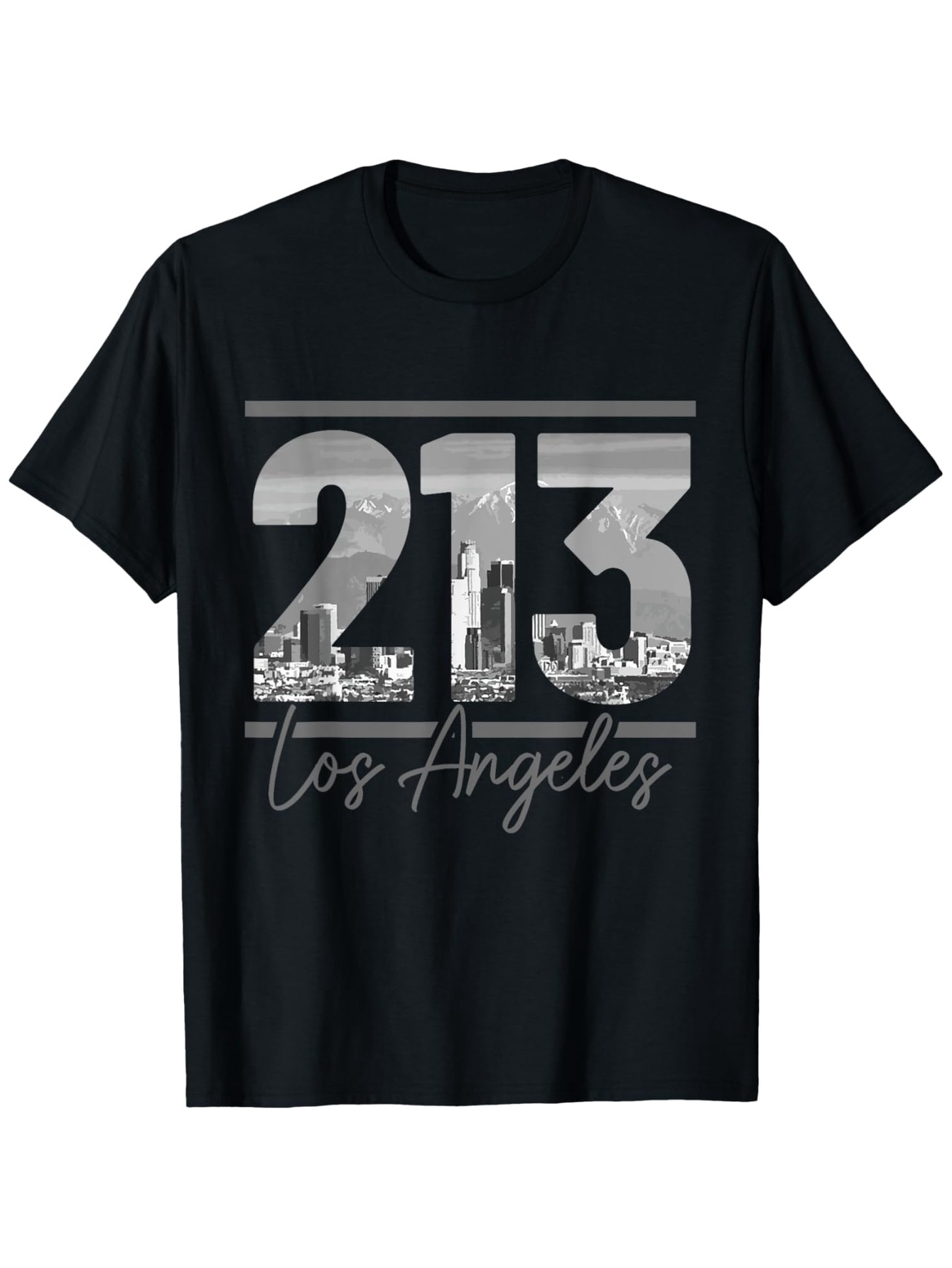 Men's Graphic T-Shirt Los Angeles 213 Skyline And Urban Cityscape Print T Shirt