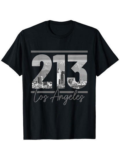 Men's Graphic T-Shirt Los Angeles 213 Skyline And Urban Cityscape Print T Shirt