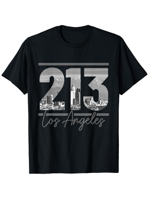 Men's Graphic T-Shirt Los Angeles 213 Skyline And Urban Cityscape Print T Shirt