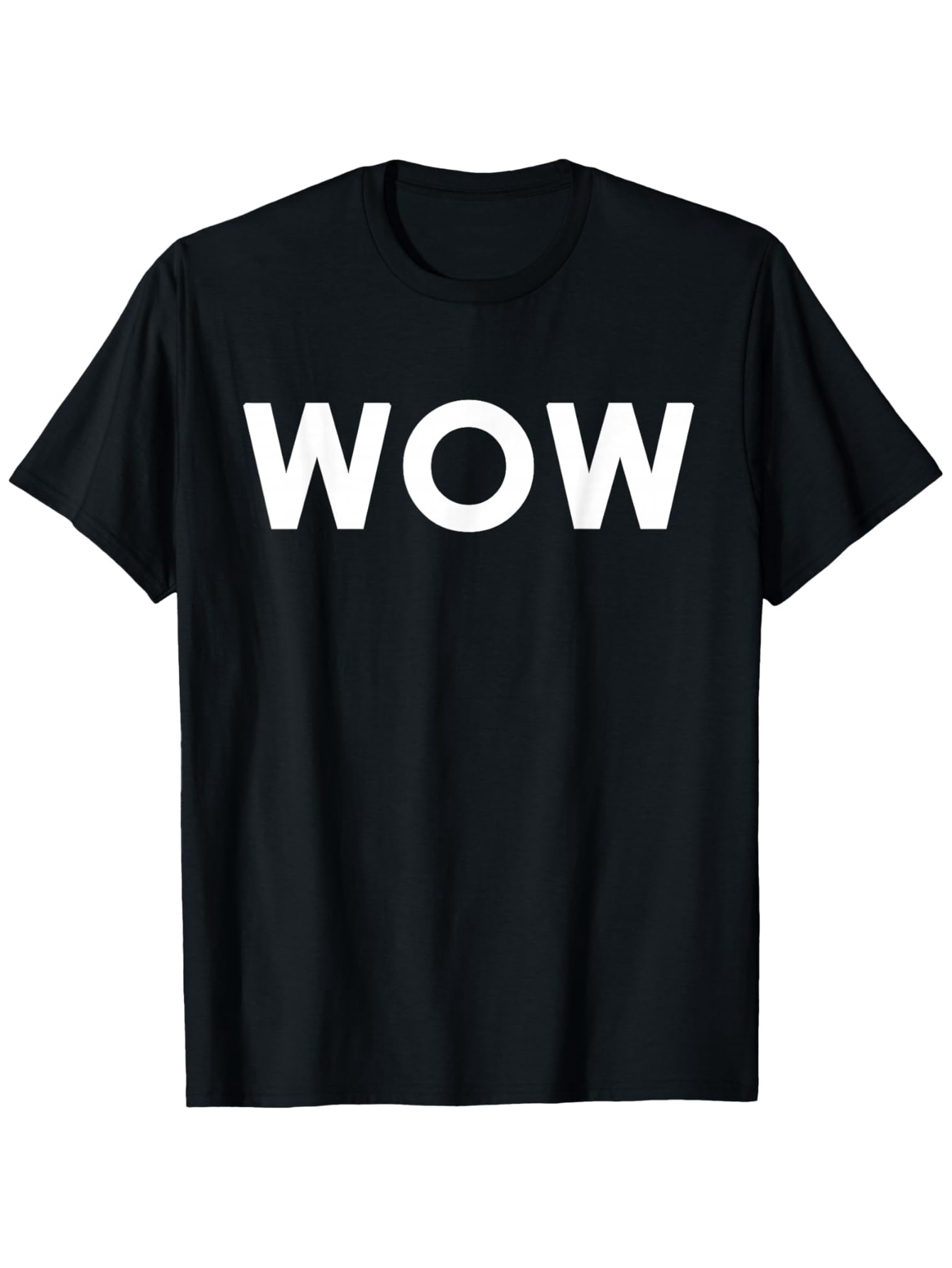 Men's Graphic T-Shirt Wow Bold White Letters On Black T Shirt
