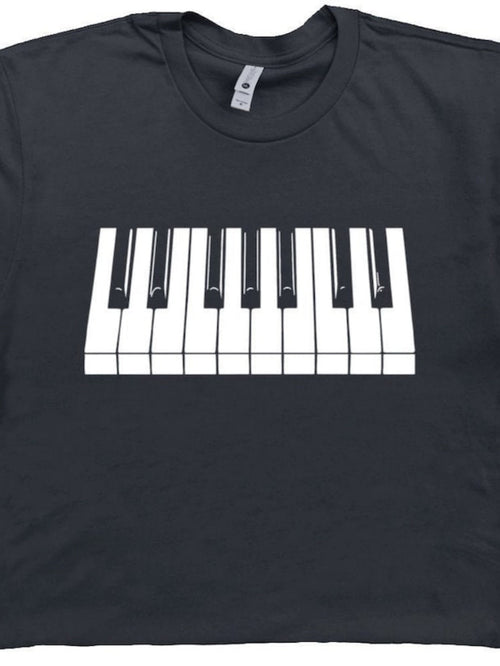 Men's Graphic T-Shirt Minimalist White Black Rectangles Creating A Piano Keyboard