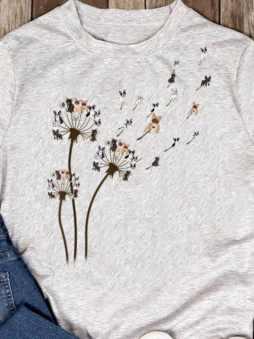 Men's Graphic T-Shirt Wild Blossoms And Playful Dogs Blowing In Summer Wind Dandelion
