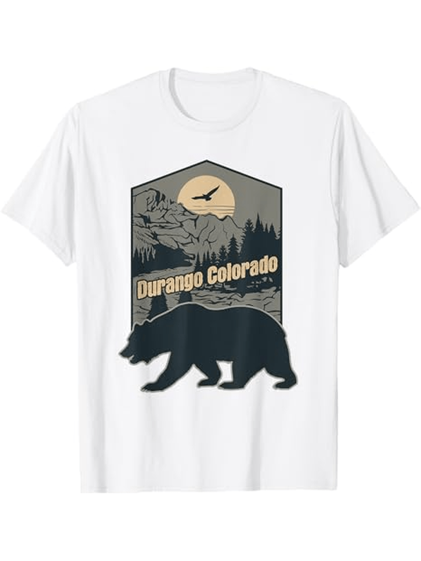 Men's Graphic T-Shirt Durango Colorado Wild Bear Silhouette With Moon Mountains And Forest