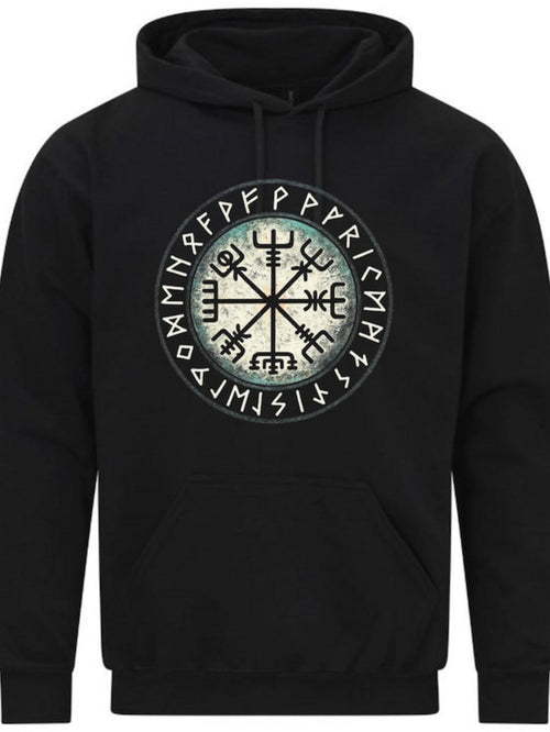 Men's Graphic Hoodie Ancient Norse Symbols In A Mystical Runes Circle Pattern