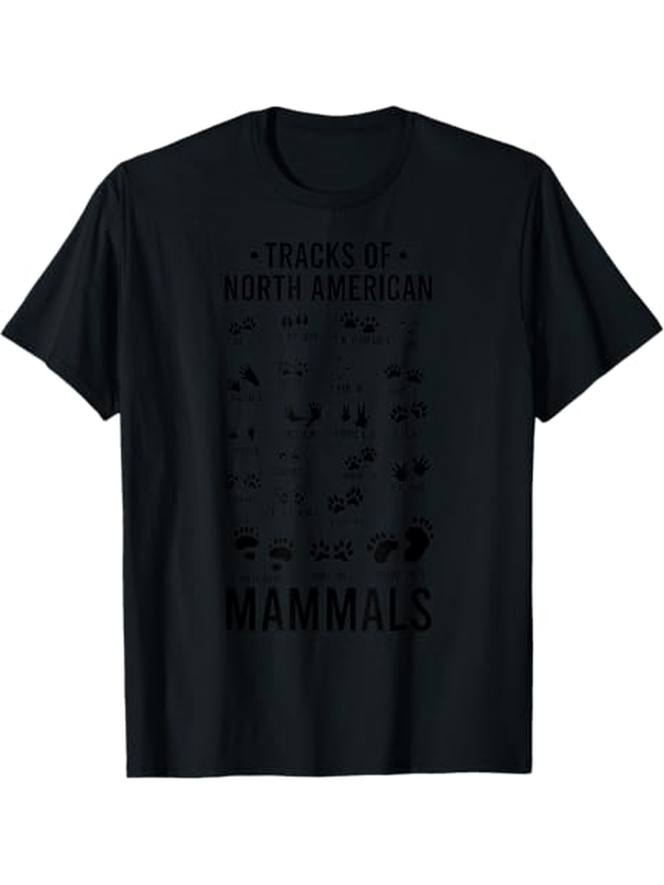 Men's Graphic T-Shirt Tracks Of North American Mammals In Shadowed Print With Distinct Paw Patterns Mammals