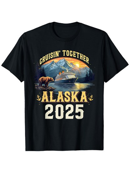 Men's Graphic T-Shirt Cruisin Together With Bear Mountains Sunset Reflection Alaska 2025 Cruise Ship