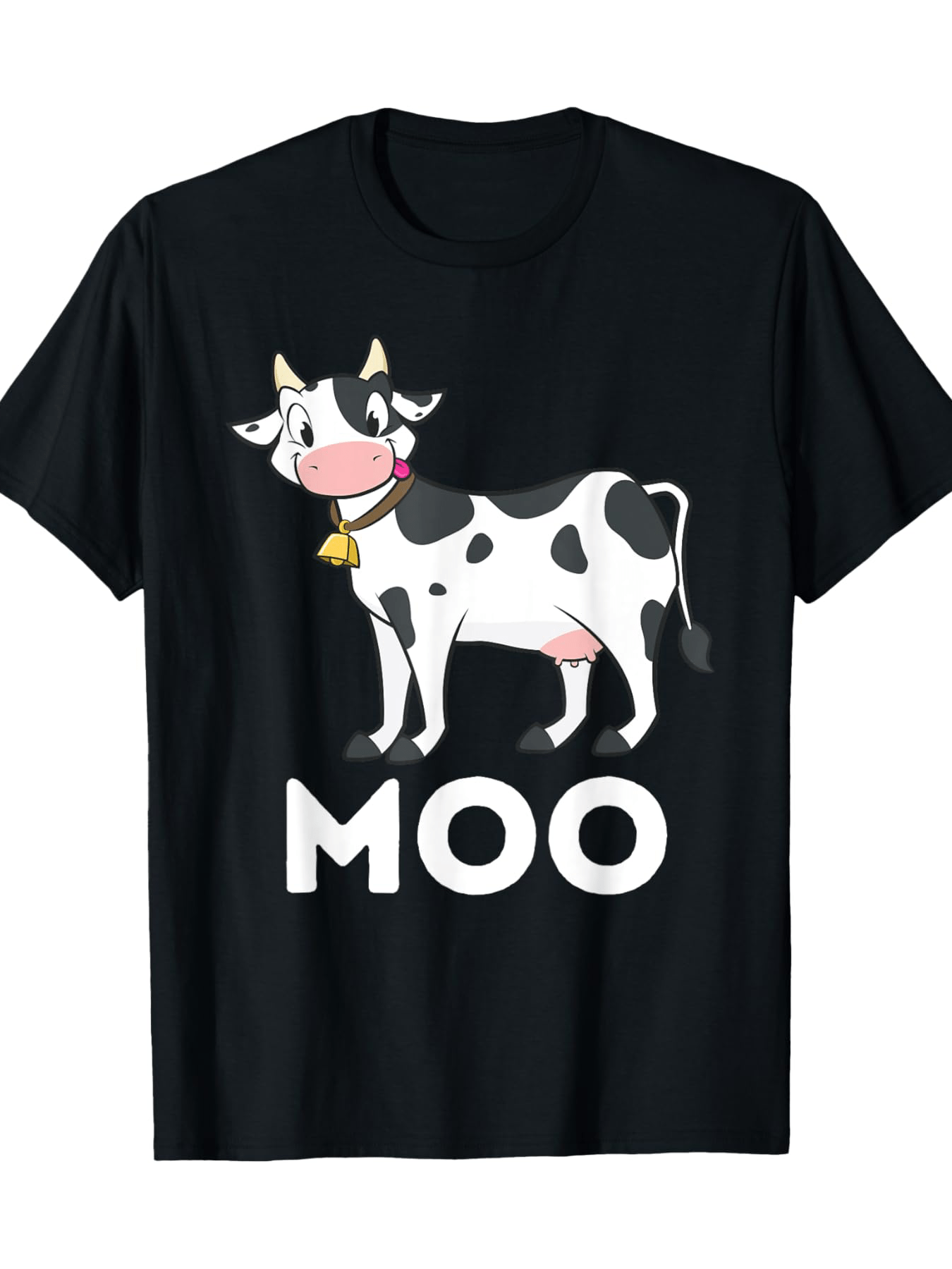 Men's Graphic T-Shirt Moo Cartoon Spotted Cow Standing On Green Pasture Grass