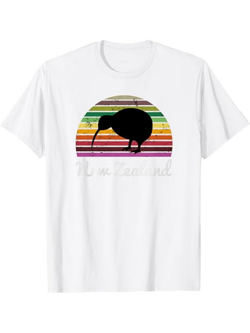 Men's Graphic T-Shirt New Zealand Retro Sunset Silhouette Kiwi Bird