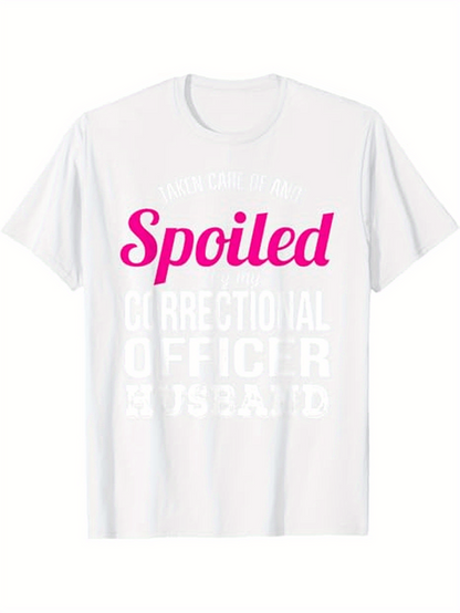 Men's Graphic T-Shirt Spoiled Bright Pink Lettering With Minimal Serif White Correctional Officer T Shirt
