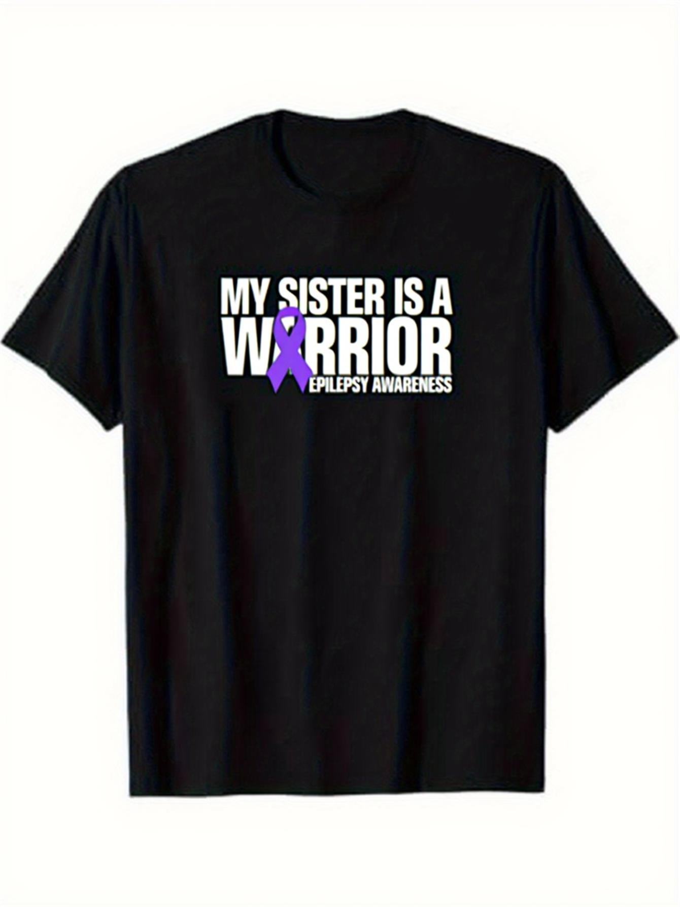 Men's Graphic T-Shirt My Sister Is A Warrior Purple Ribbon Epilepsy Awareness