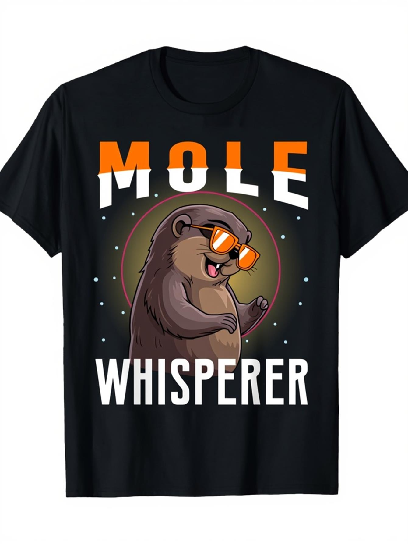 Men's Graphic T-Shirt Mole Whisperer Cool Cartoon Animal With Sunglasses Mole