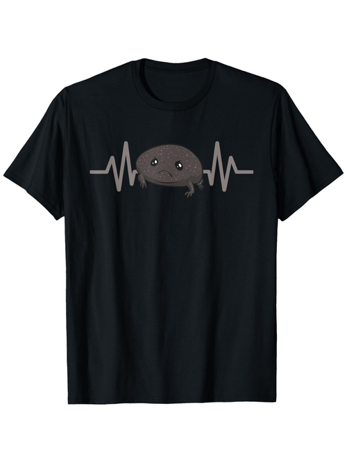 Men's Graphic T-Shirt Cute Smiling Axolotl With Heartbeat Line Design