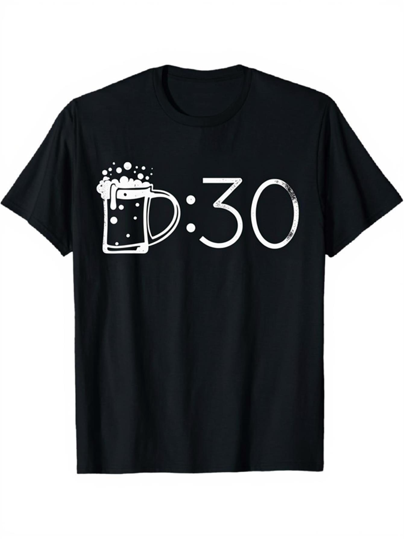 Men's Graphic T-Shirt Bubble Filled Beer Mug Clock Letters With Bold Number Graphic