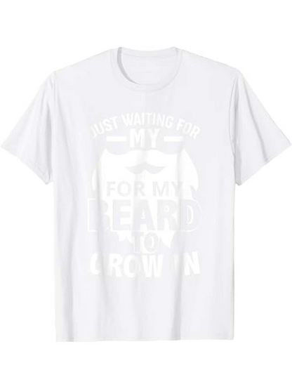Men's Graphic T-Shirt Just Waiting For My Beard To Crown With Bold Mustache Print