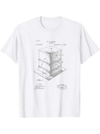 Men's Graphic T-Shirt Classic Patent Drawing With Annotated Sketch And Technical Scribbles Box