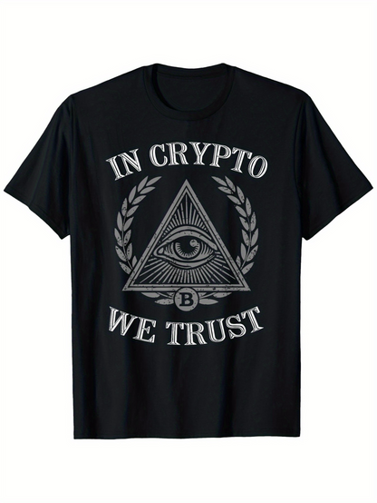 Men's Graphic T-Shirt In Crypto We Trust Triangular Emblem With Eye And Laurel Branches