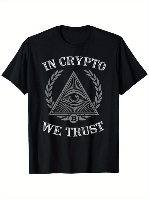 Men's Graphic T-Shirt In Crypto We Trust Triangular Emblem With Eye And Laurel Branches