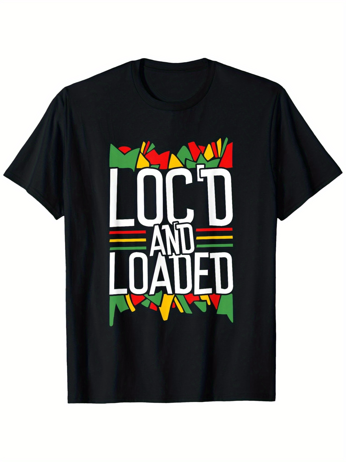 Men's Graphic T-Shirt Locd And Loaded With Vibrant Abstract Patterns Green Red Yellow Shapes