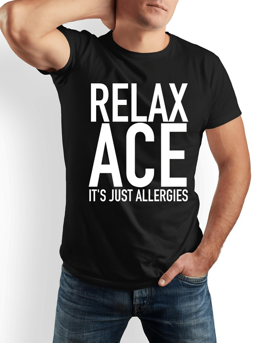 Men's Graphic T-Shirt Relax Ace Bold White Letters With Minimalist Statement Typography T Shirt