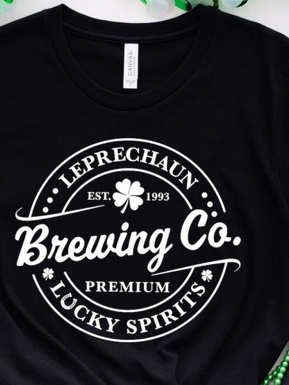 Women's Graphic T-Shirt Premium Lucky Spirits With Clover Brewing Company Emblem