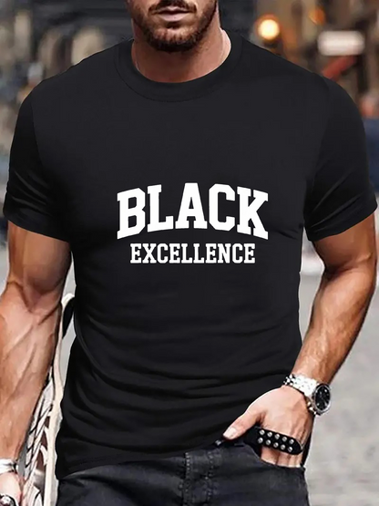 Men's Graphic T-Shirt Black Excellence Bold Lettering On Modern Urban Streetwear T Shirt