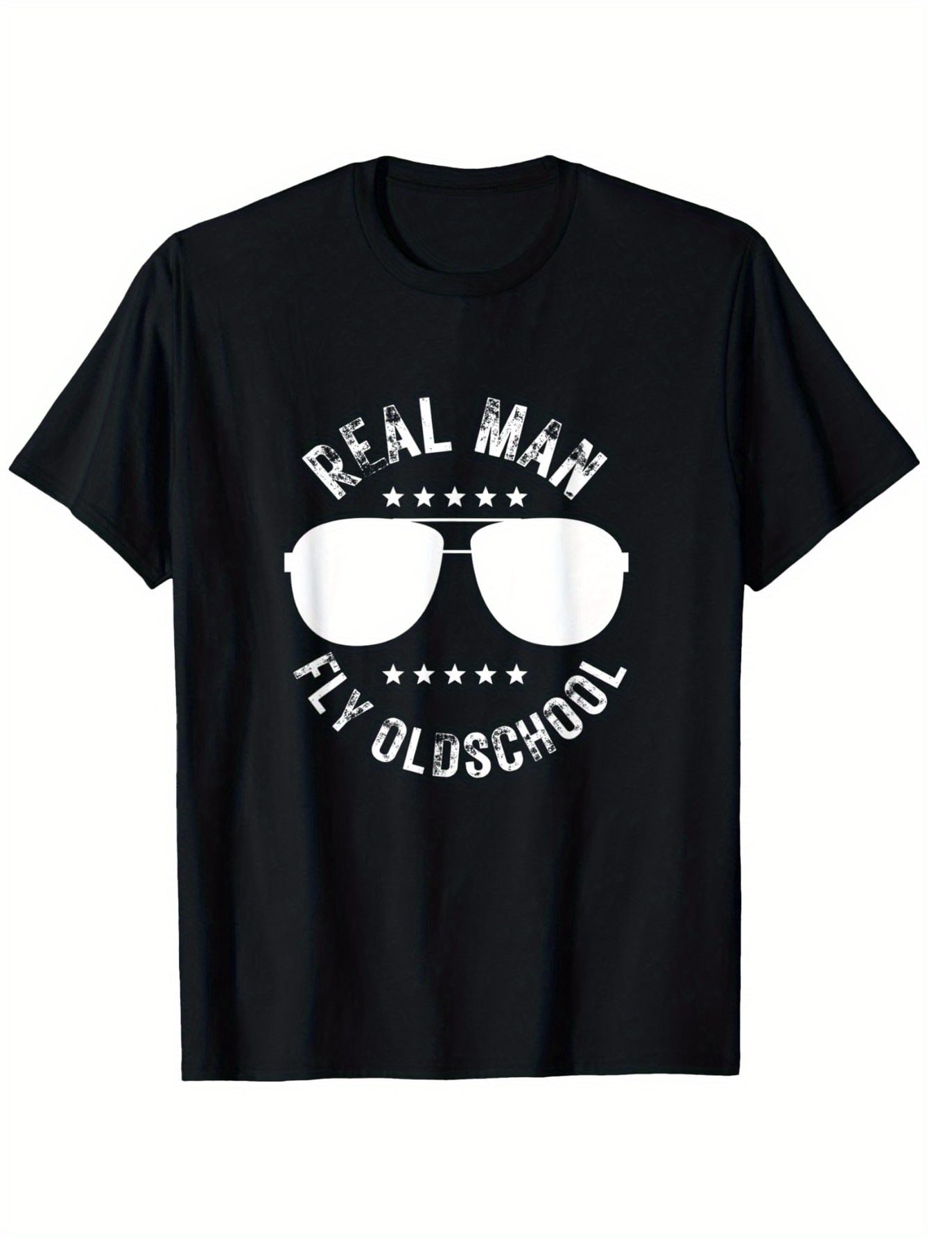 Men's Graphic T-Shirt Real Man Classic Sunglasses Surrounded By Vintage Stars Icon