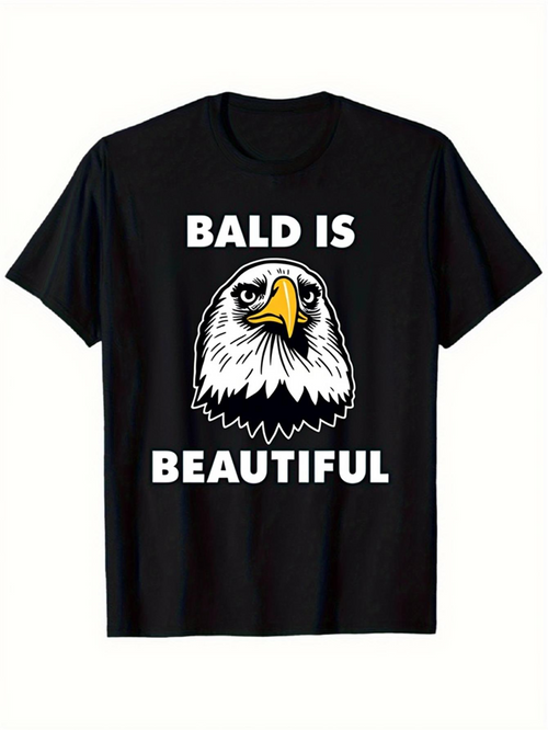 Men's Graphic T-Shirt Bald Is Beautiful With Fierce Expression Majestic Bald Eagle Head Centered