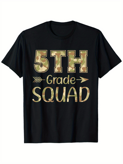 Men's Graphic T-Shirt Camo Lettering Gold Arrow Group Fifth Grade Squad