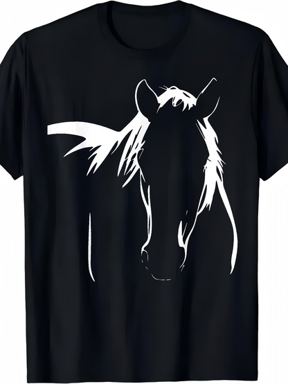 Men's Graphic T-Shirt Abstract Lines With Flowing Mane Forming Horse Silhouette