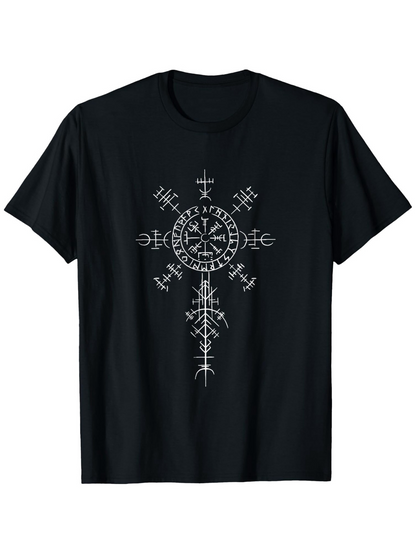 Men's Graphic T-Shirt Ancient Nordic Symbols Arranged In Mystical Circular Formation Cross