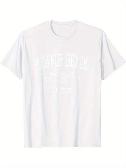 Men's Graphic T-Shirt No Visible English Text Minimalist White Short Sleeve Single T Shirt