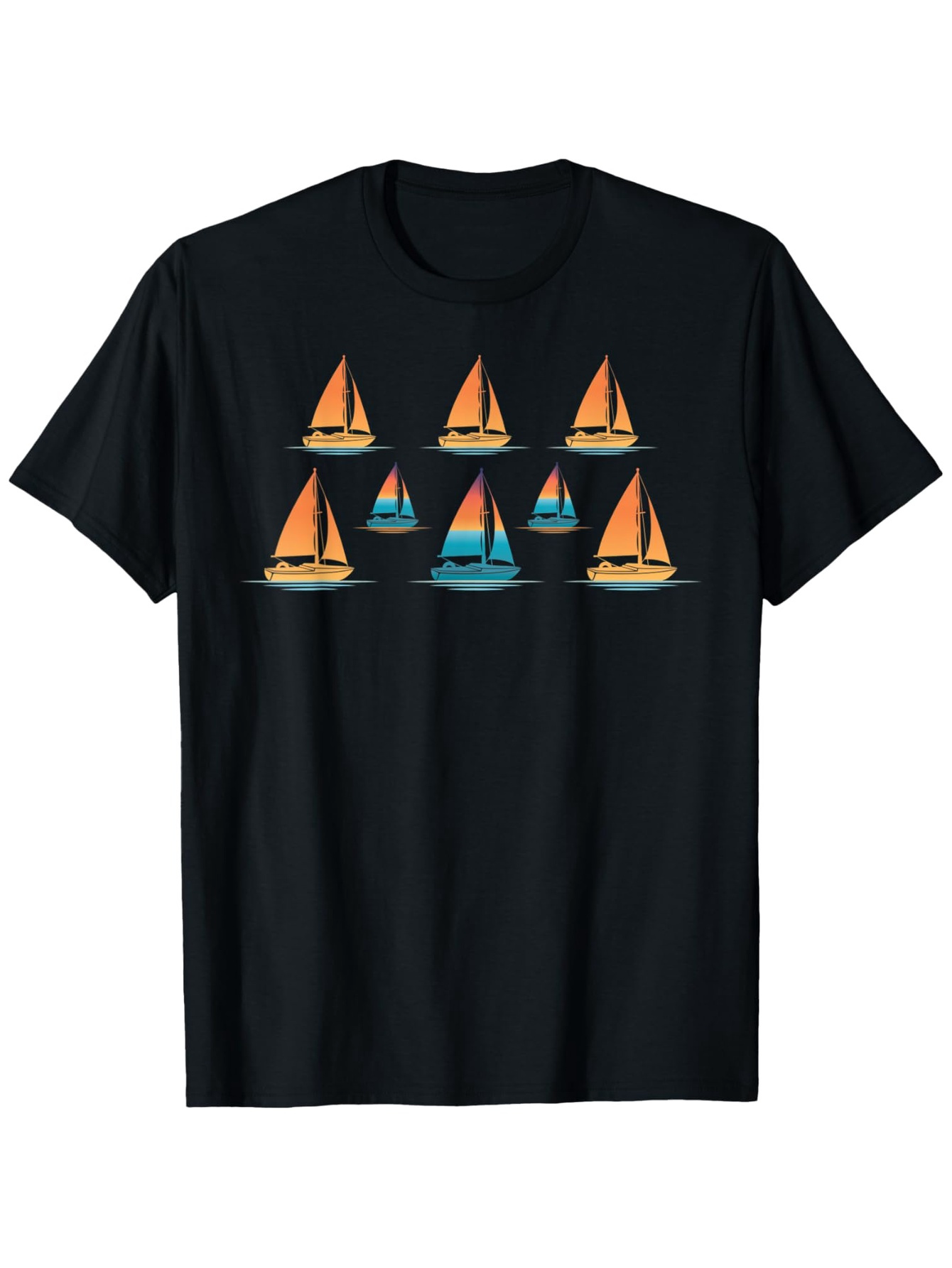 Men's Graphic T-Shirt Colorful Reflections With Evening Sky Over Sailing Boats