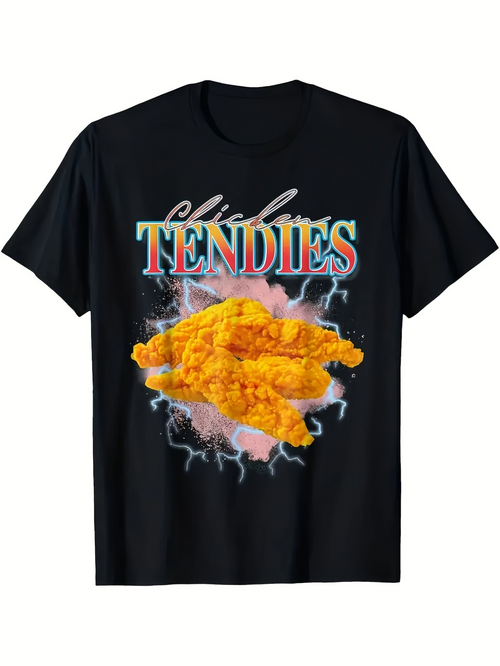 Men's Graphic T-Shirt Crispy Lightning Glow With Golden Fried Chicken Tendies
