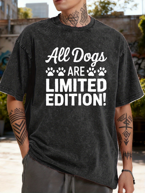 Men's Graphic T-Shirt All Dogs Are Limited Edition Bold Paw Prints Statement Dog