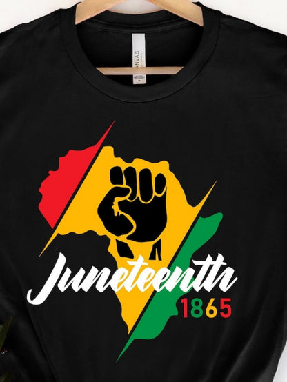 Men's Graphic T-Shirt Juneteenth Africa Outline Raised Fist With Colorful Accents