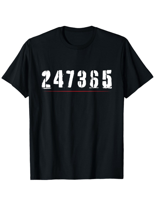 Men's Graphic T-Shirt Distressed White Numbers With Subtle Faded Grunge Effect 247365