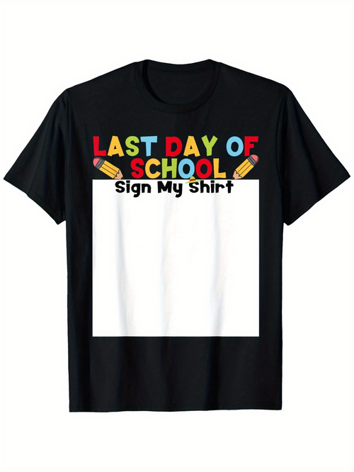 Men's Graphic T-Shirt Last Day Of School With Colorful Chalk Sign Graphic T Shirt
