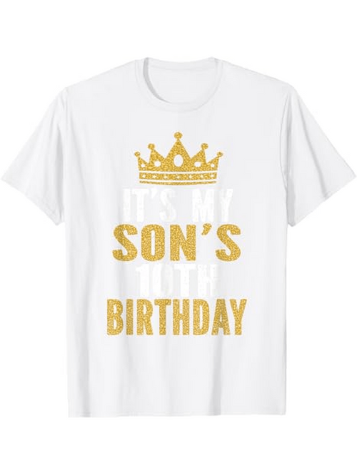 Men's Graphic T-Shirt Golden Crown With Glittering Text For Sons Birthday Shirt
