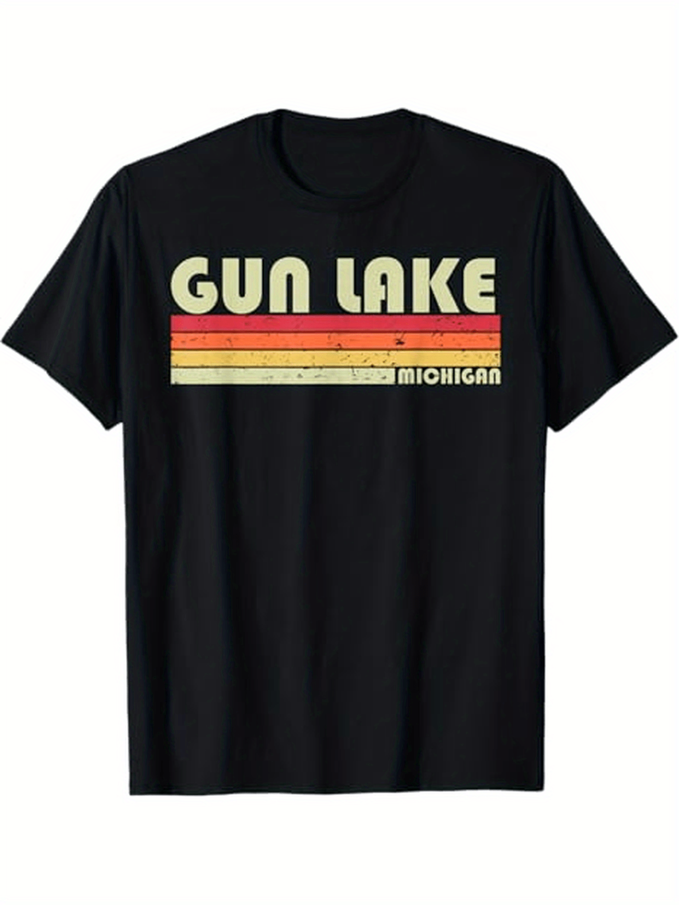 Men's Graphic T-Shirt Gun Lake Retro Stripes With Vintage Inspired Typography Shirt