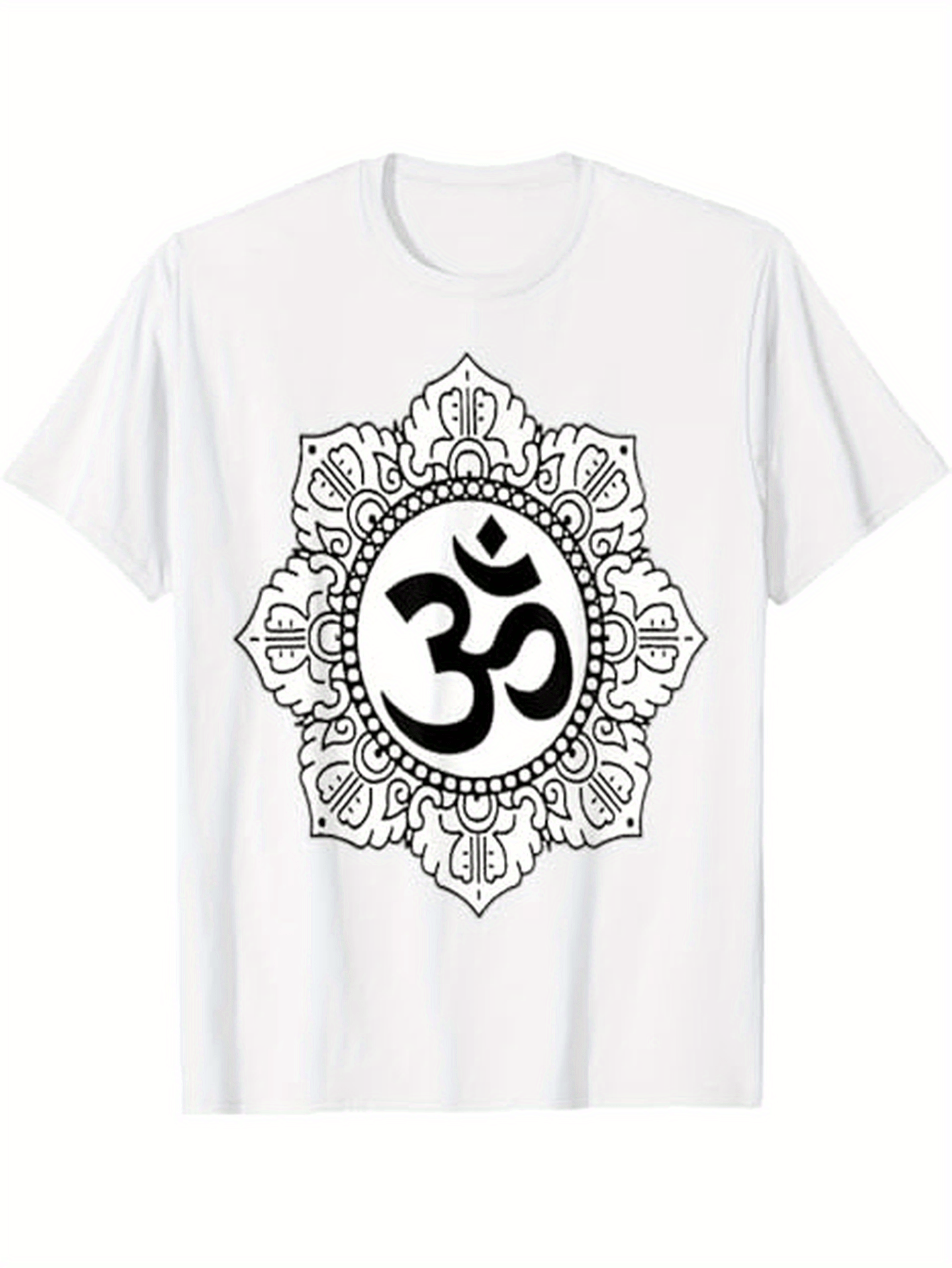 Men's Graphic T-Shirt Intricate Mandala Floral Lines Encircling Sacred Symbol Om