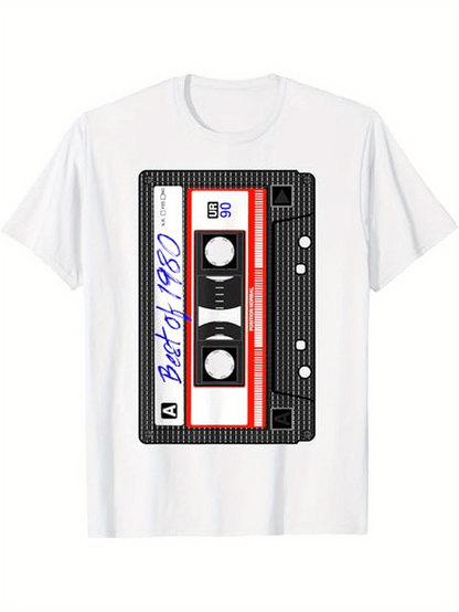 Men's Graphic T-Shirt Best Of 1980 Vintage Audio Cassette Tape Graphic T Shirt
