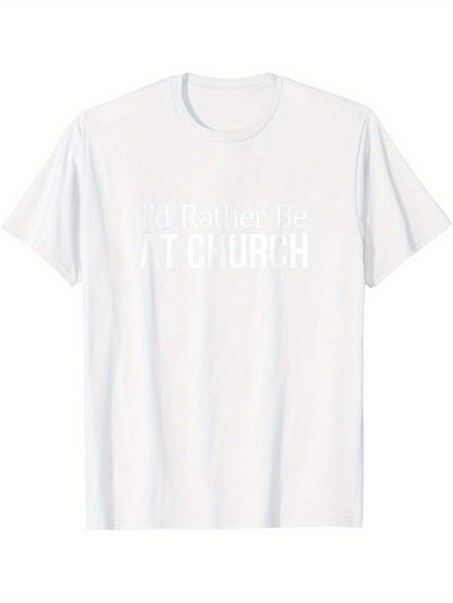 Men's Graphic T-Shirt VT Church Bold Lettering On Simple Clean White Fabric T Shirt
