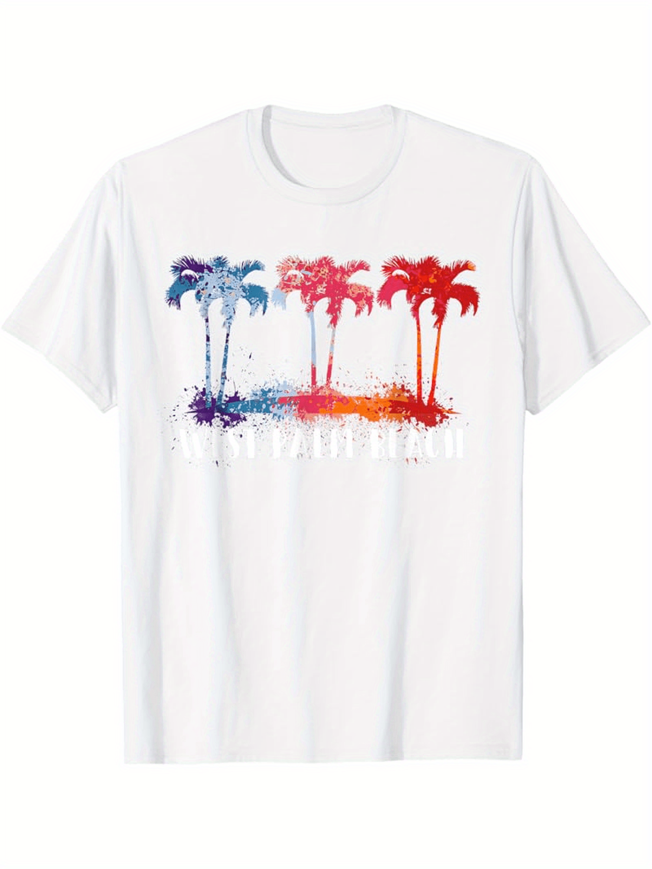 Men's Graphic T-Shirt Vibrant Summer Sunset With Watercolor Palm Trees