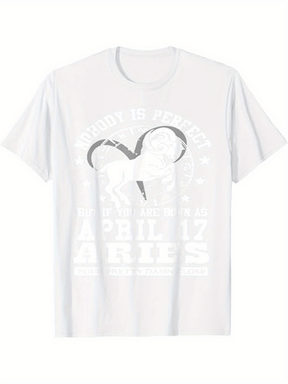 Men's Graphic T-Shirt April Seventeenth Birthday Zodiac Aries Horoscope Heart