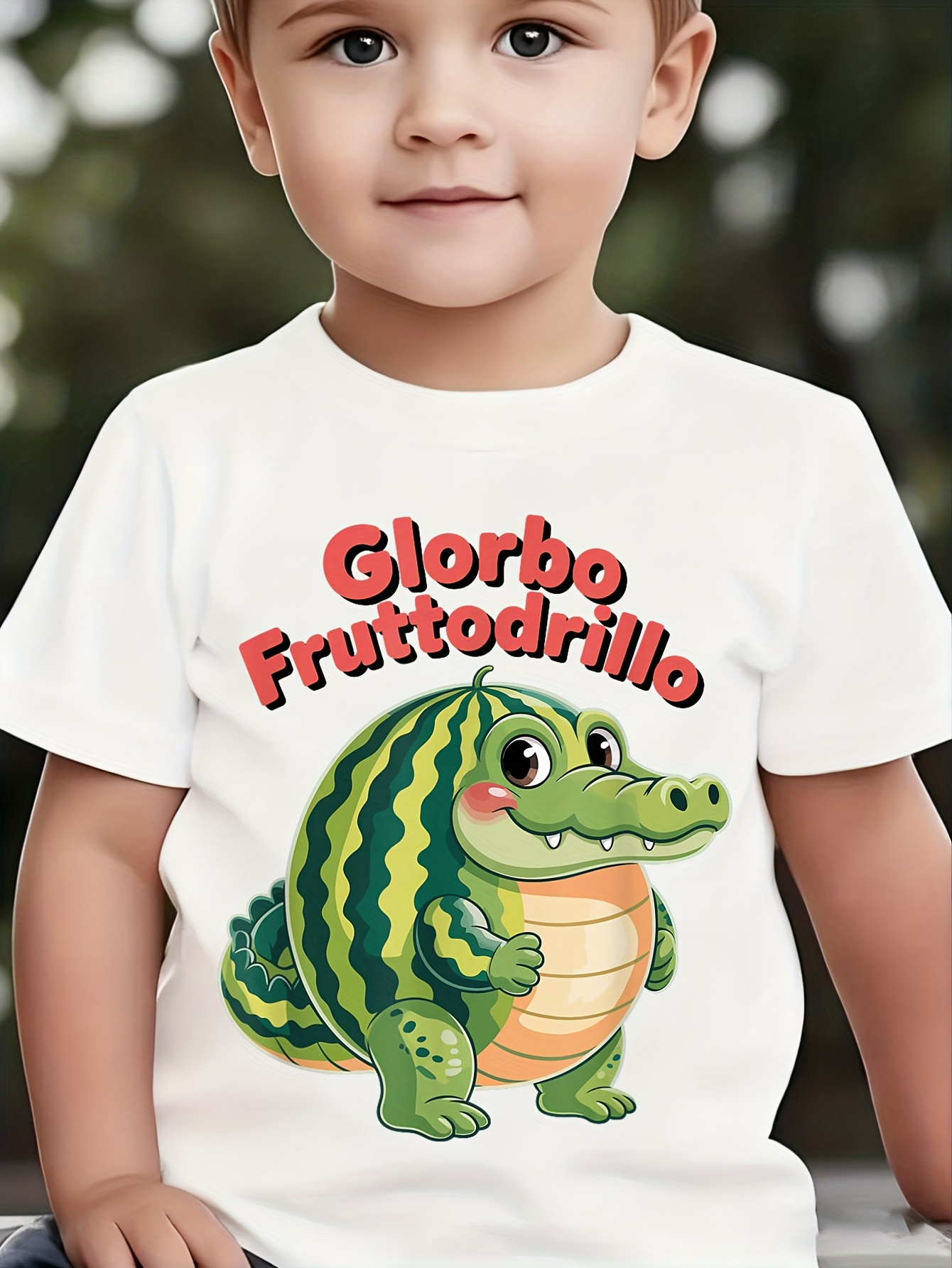 Men's Graphic T-Shirt Glorbo Fruttodrillo Smiling Watermelon Patterned Cute Cartoon Crocodile