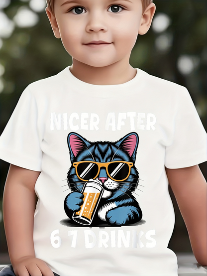 Men's Graphic T-Shirt Nicer After Six Or Seven Drinks With Sunglasses Cat